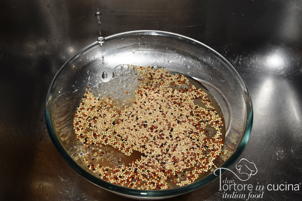 lavaggio della quinoa con verdure