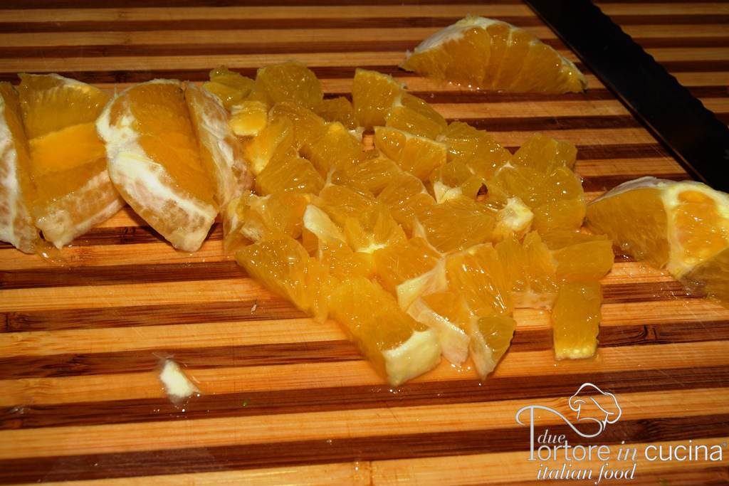 Arancia a cubetti per Tartàre di salmone arancia e finocchio